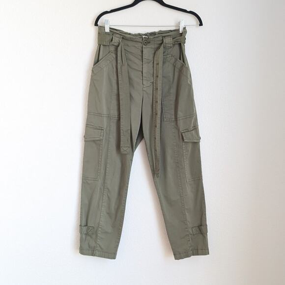 Alex Mill Green Cargo High Waist Cotton Relaxed Tapered Leg Pants, size 4 - Picture 1 of 10